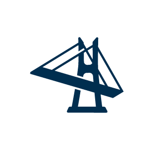 Suspension bridge symbol for infrastructure or civil engineering