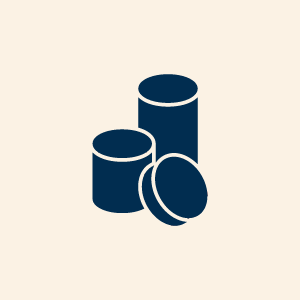 Line drawing of coins symbolizing financial cost