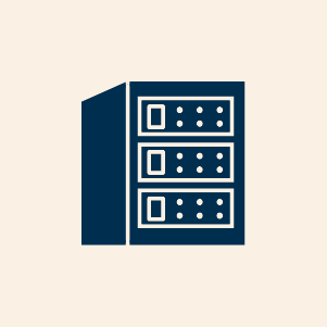 Data center icon with simplified server rack