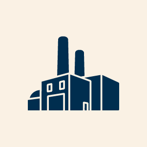 Factory icon representing manufacturing or industry