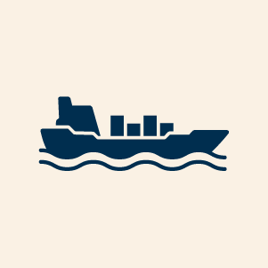 Maritime icon with cargo ship on waves