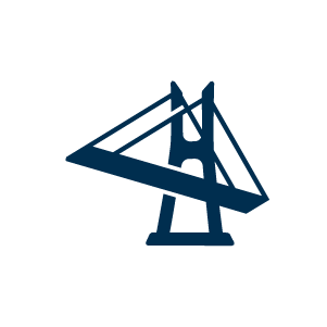 Suspension bridge symbol for infrastructure or civil engineering