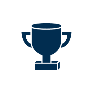 Achievement icon with trophy symbol