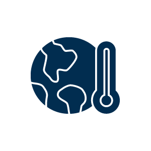 Icon representing global warming with planet and temperature symbol