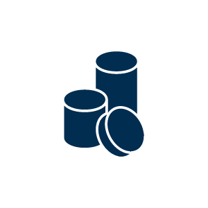 Line drawing of coins symbolizing financial cost