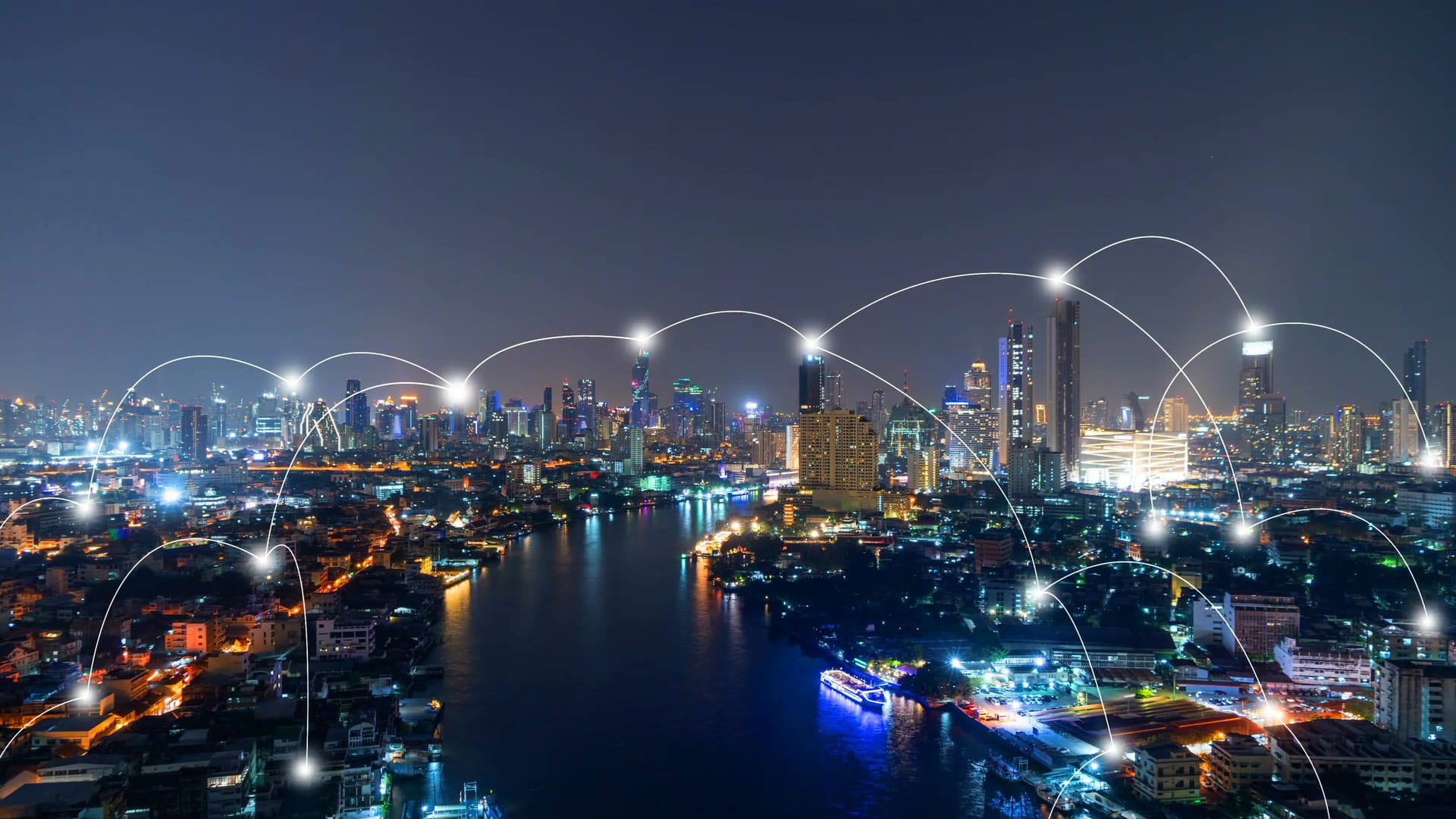 Interconnected city at night