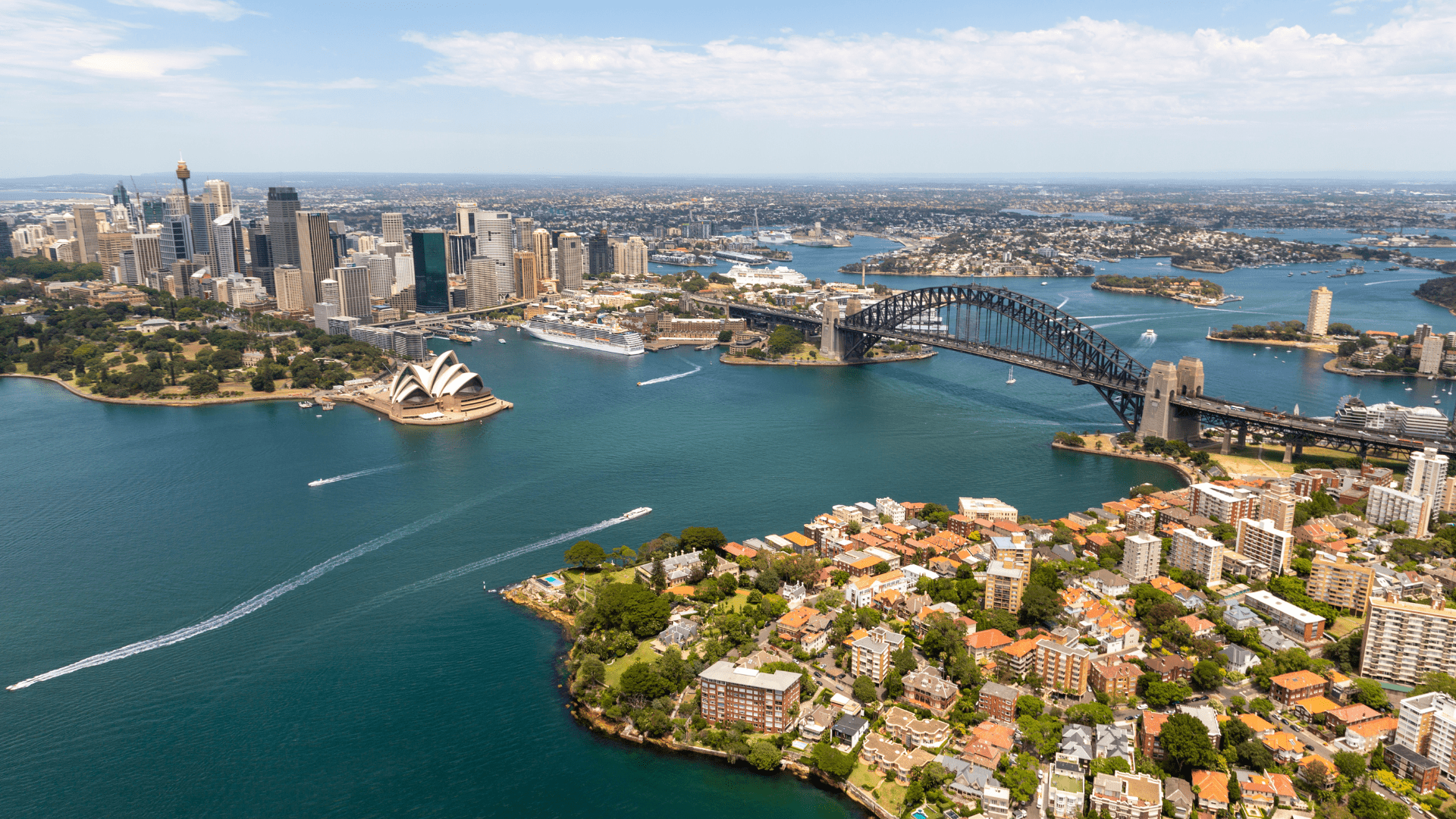 An aerial view of Sydney