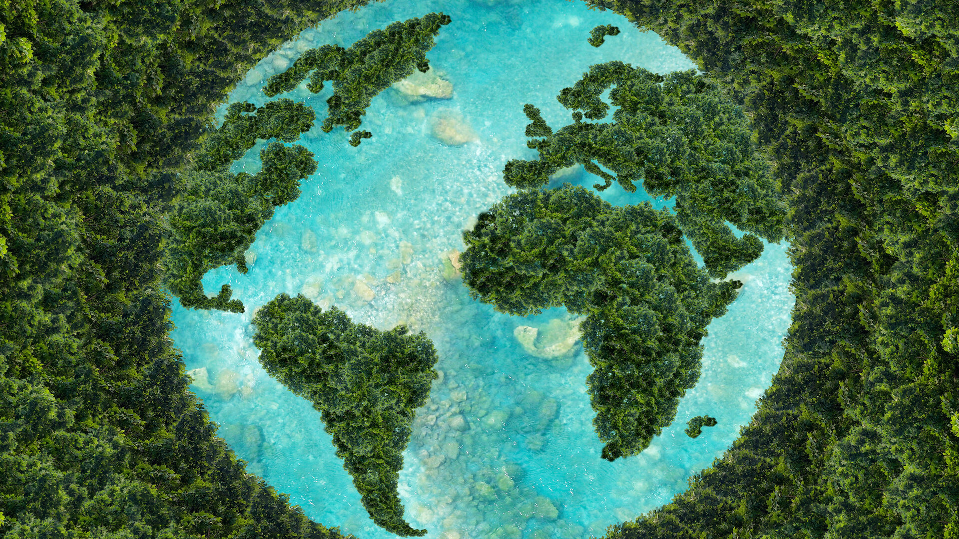 world with water and forest