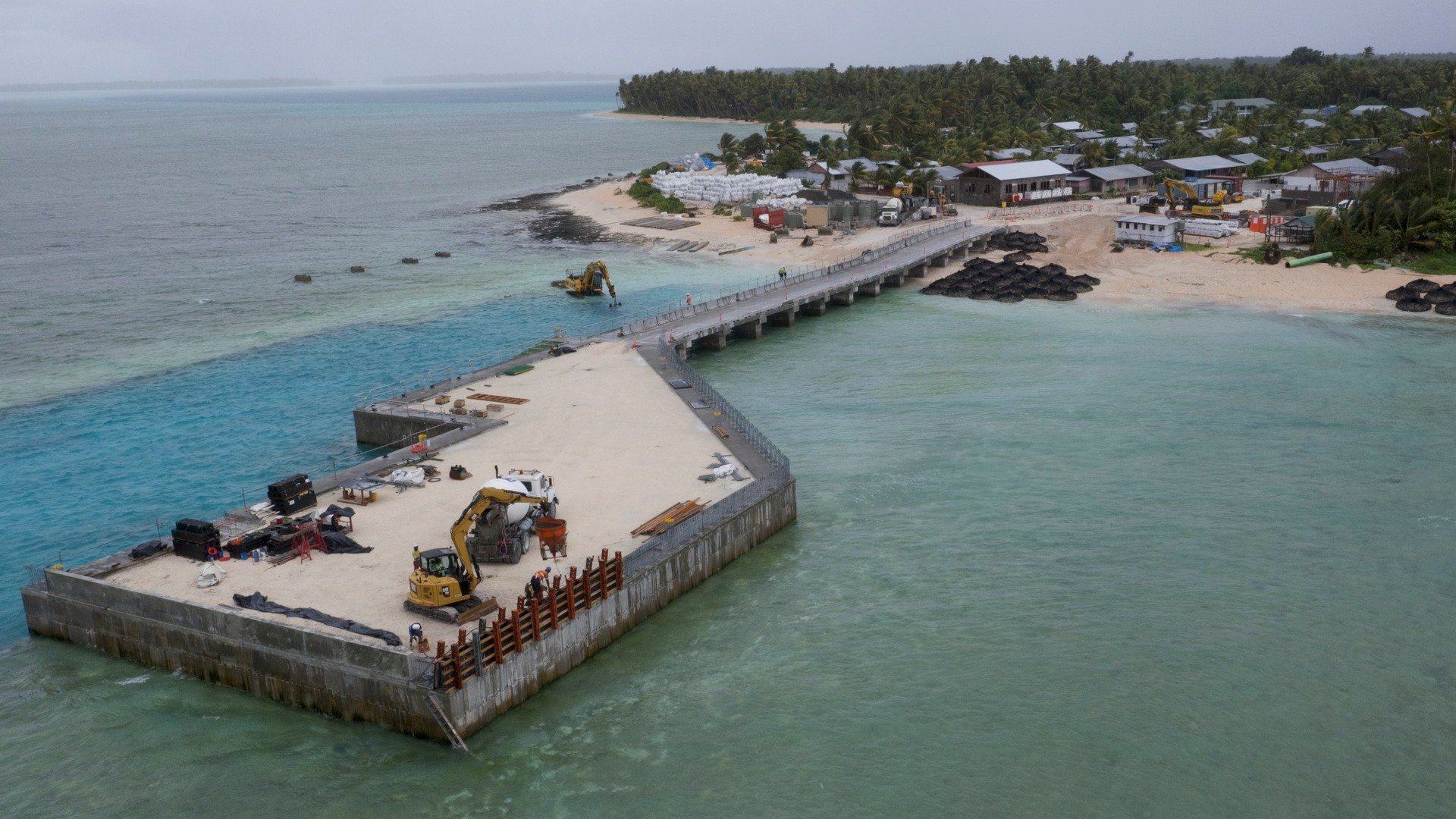 Aerial view of a Pacific island