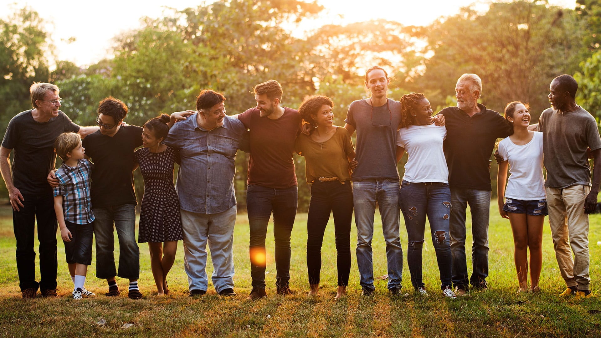 People forming a human fence
