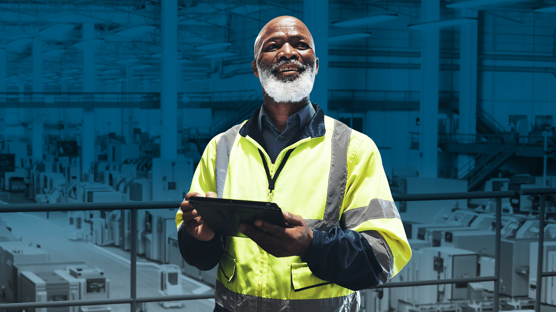 Industry and supply chain worker in sustainable factory