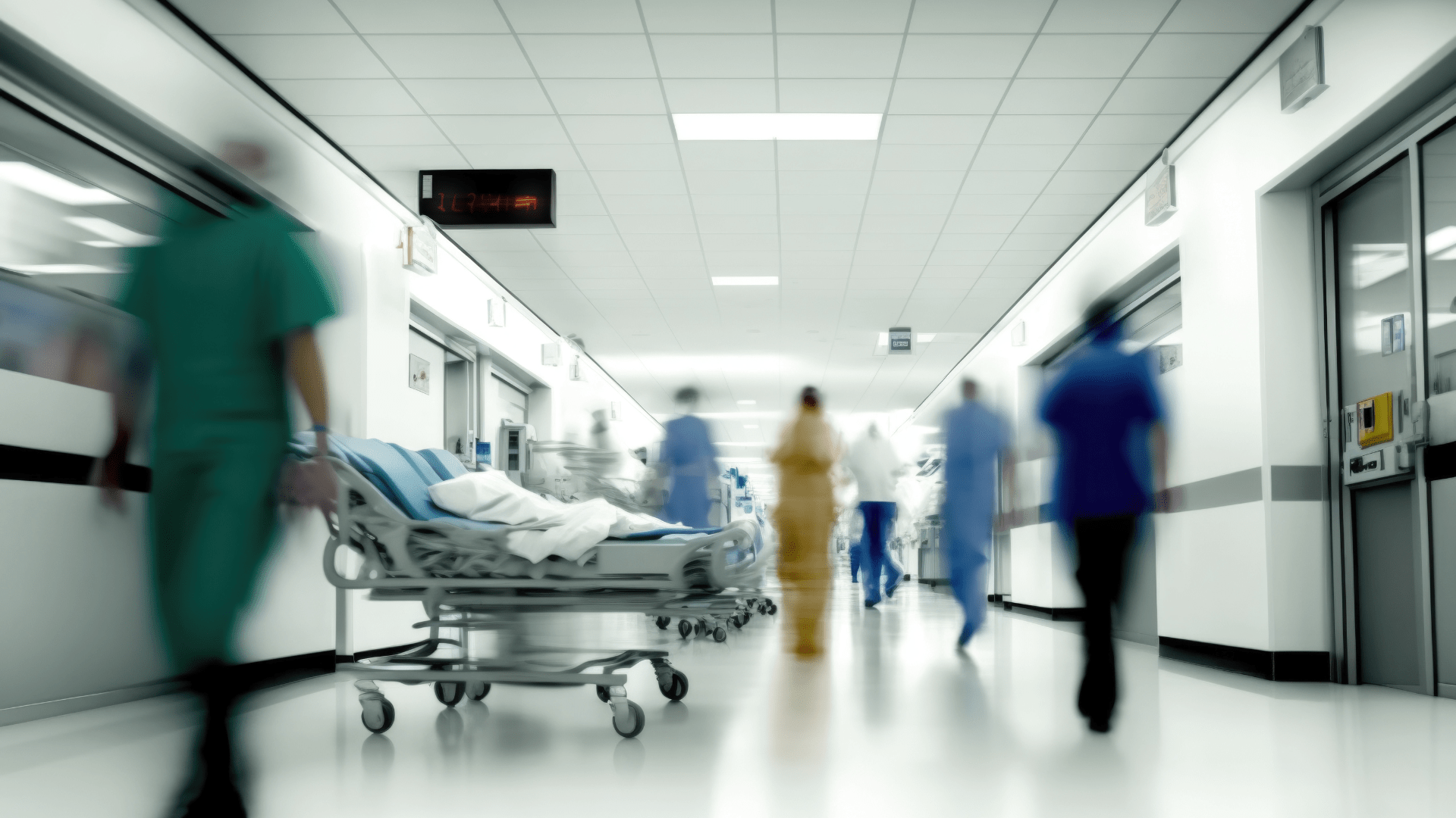 Busy hospital corridor view