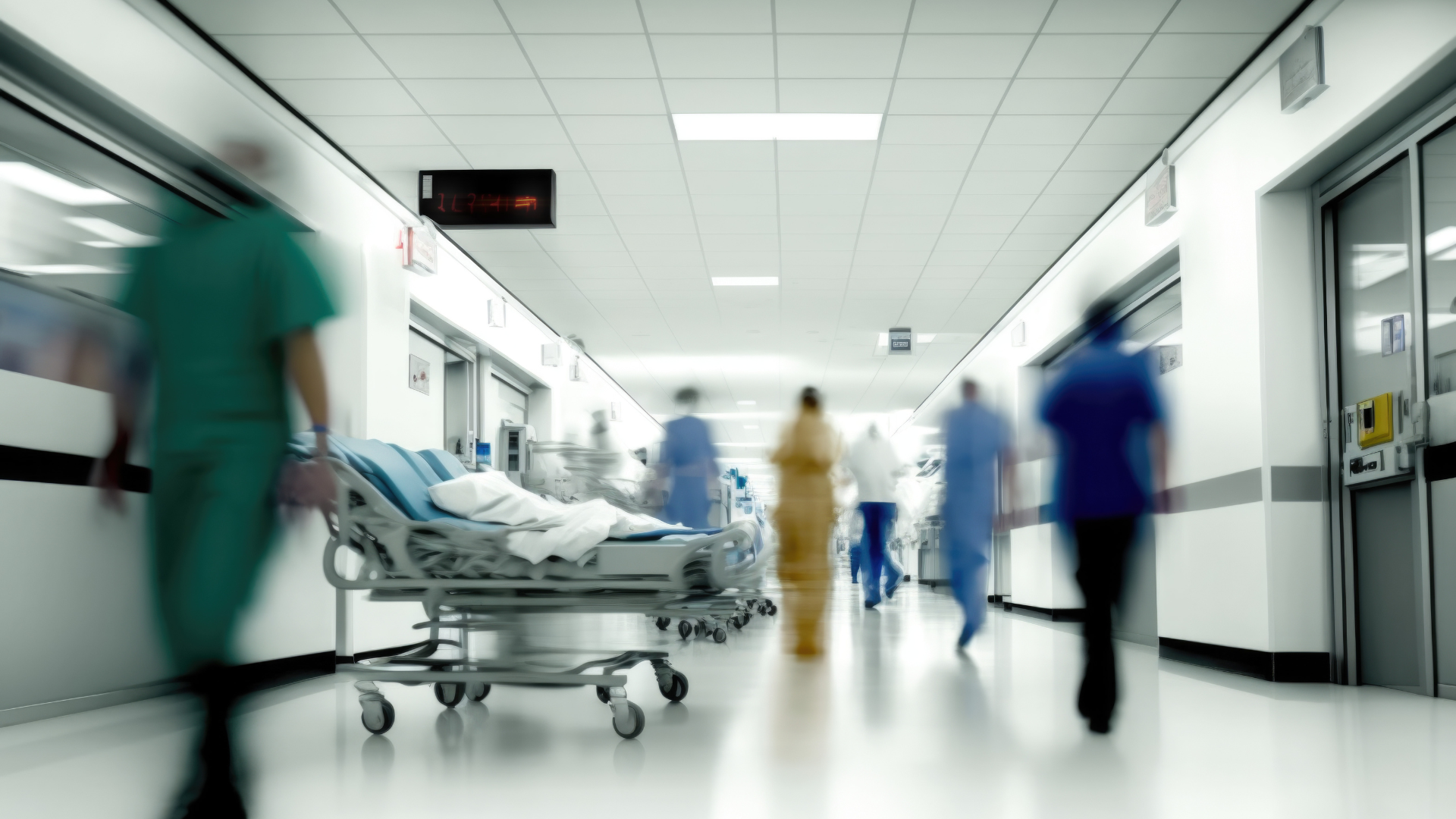 Busy hospital corridor view