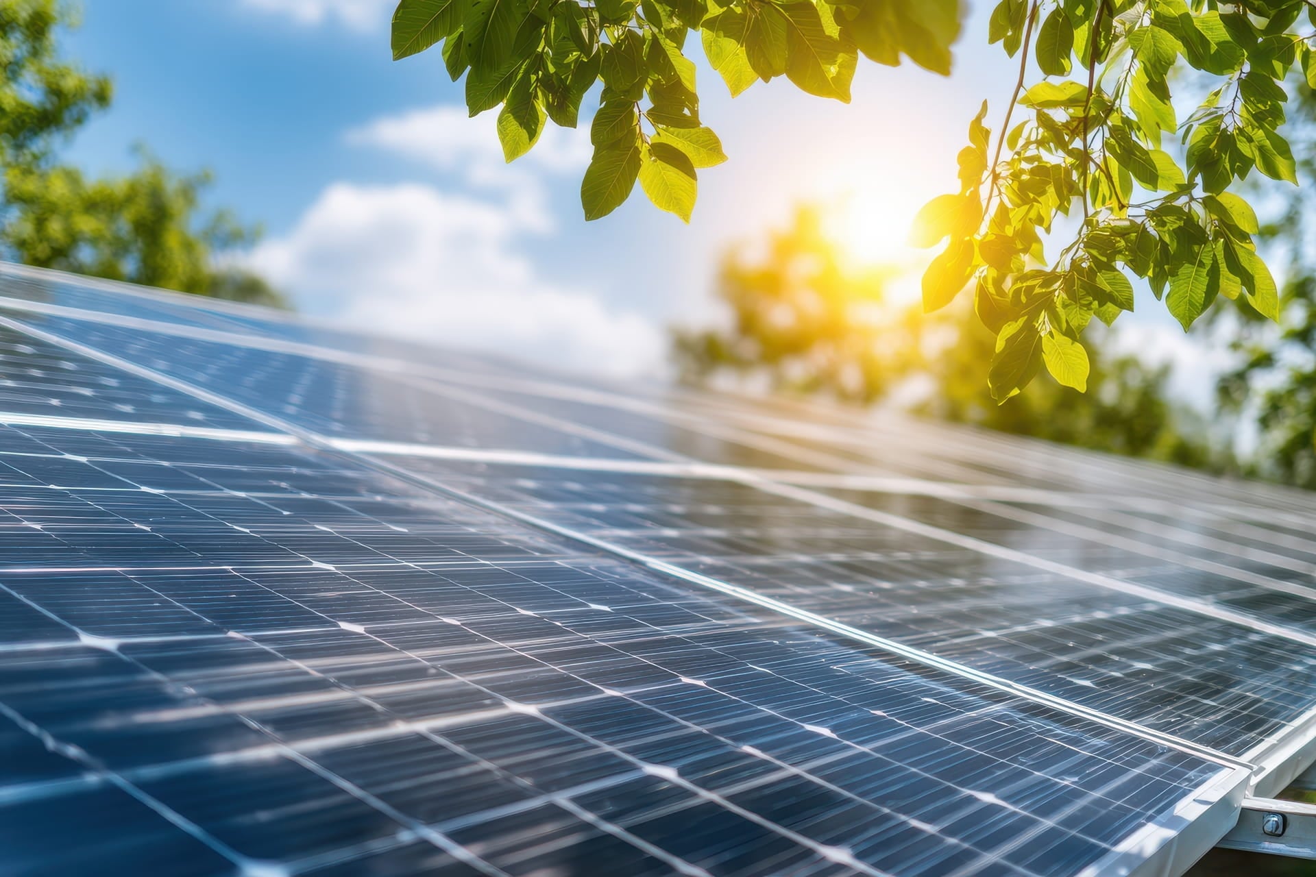 Solar PV panels in sunlight