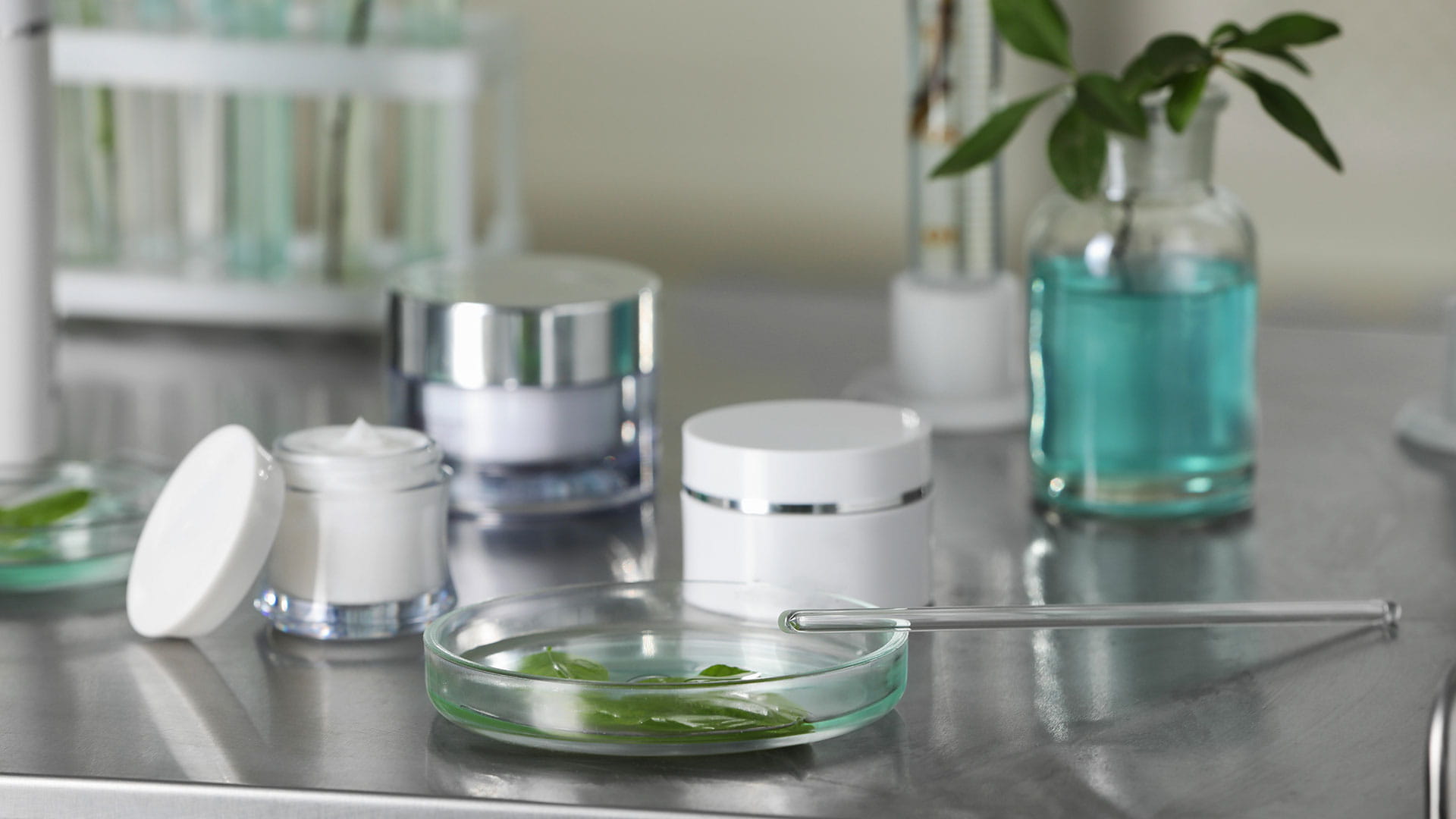 Close-up of cosmetic products