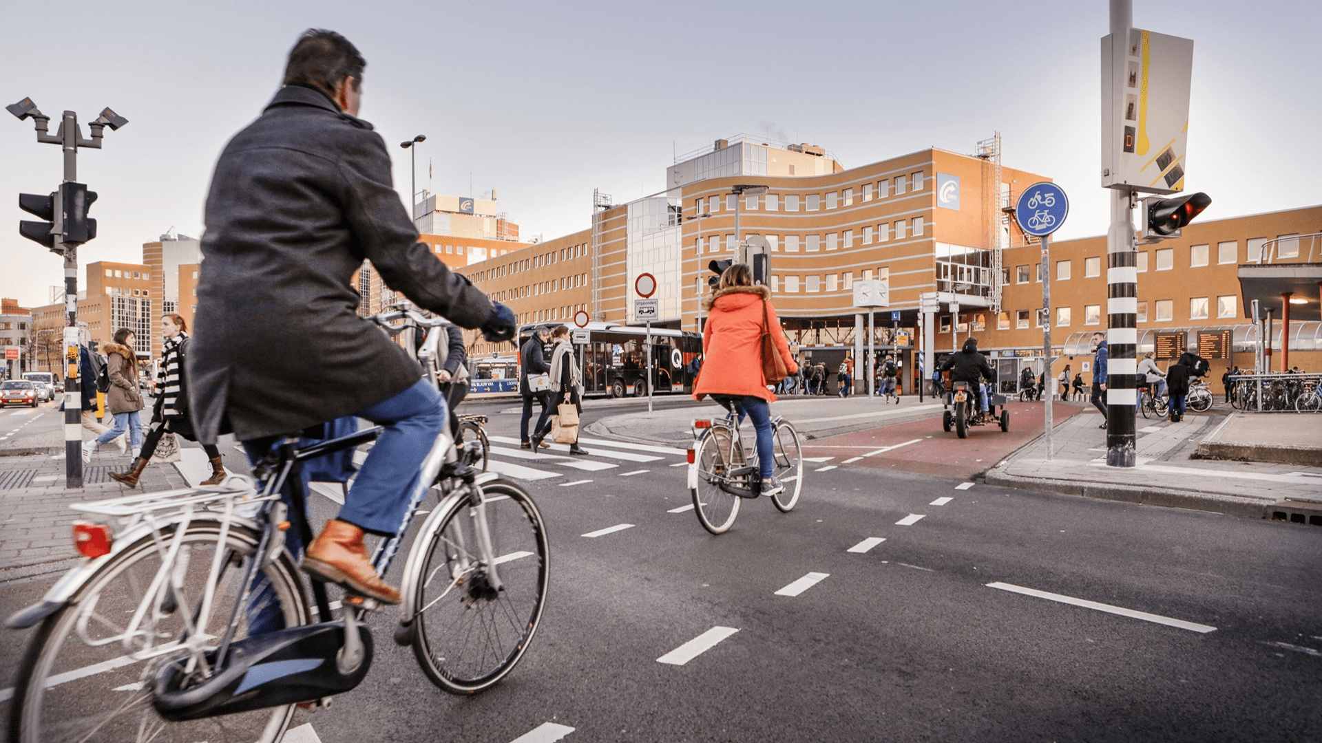 People are biking on the street