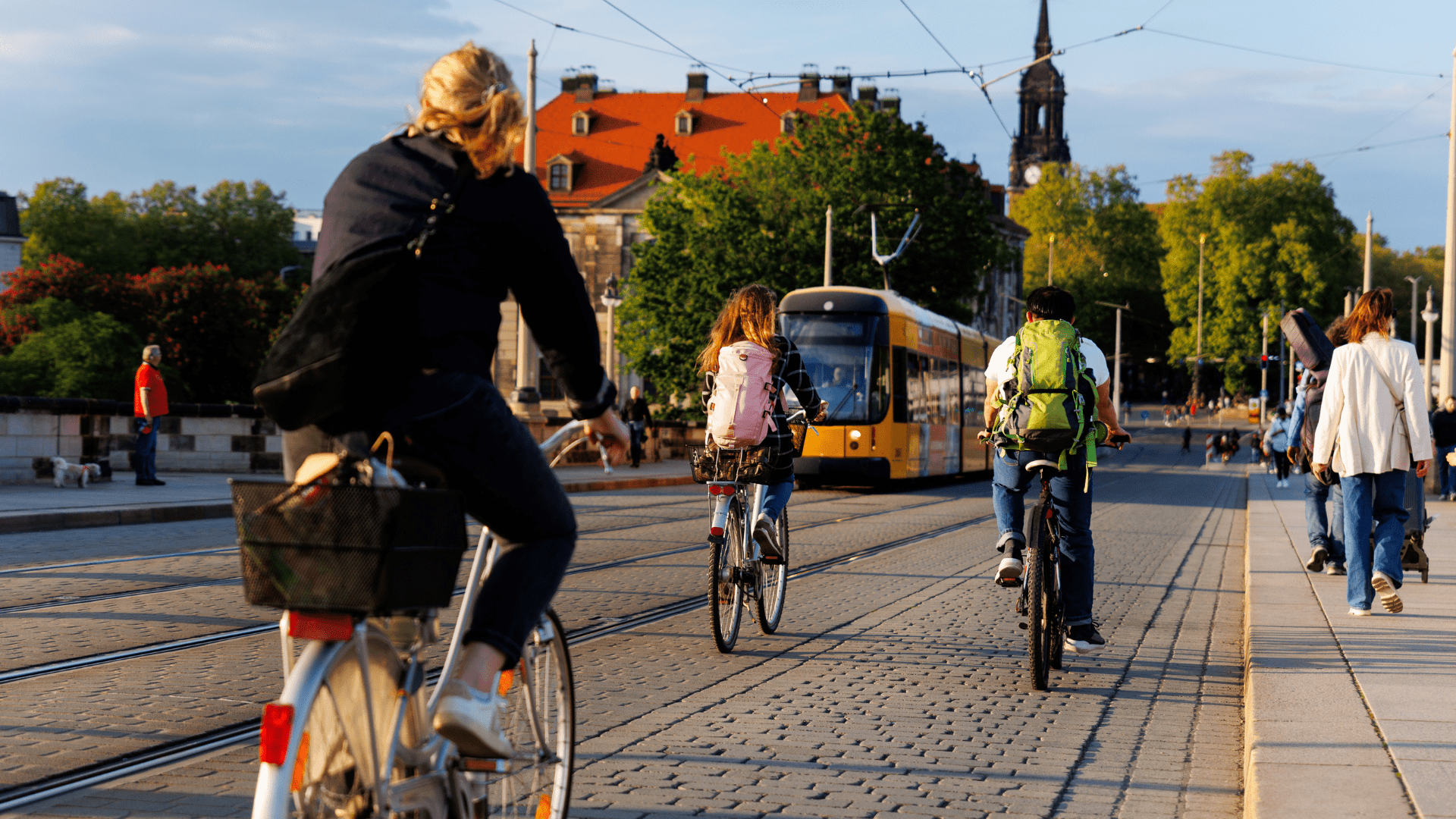 People are biking on the street