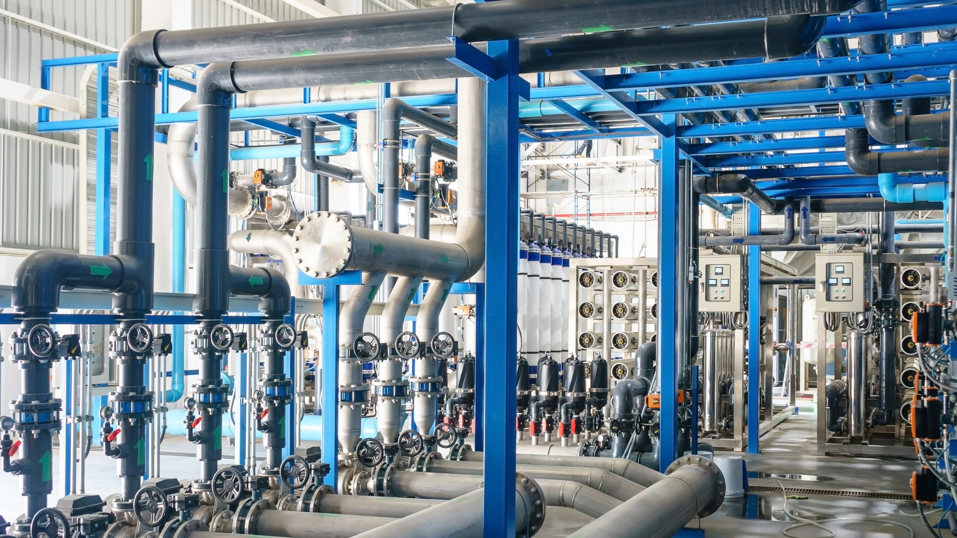 Industrial water treatment in a site