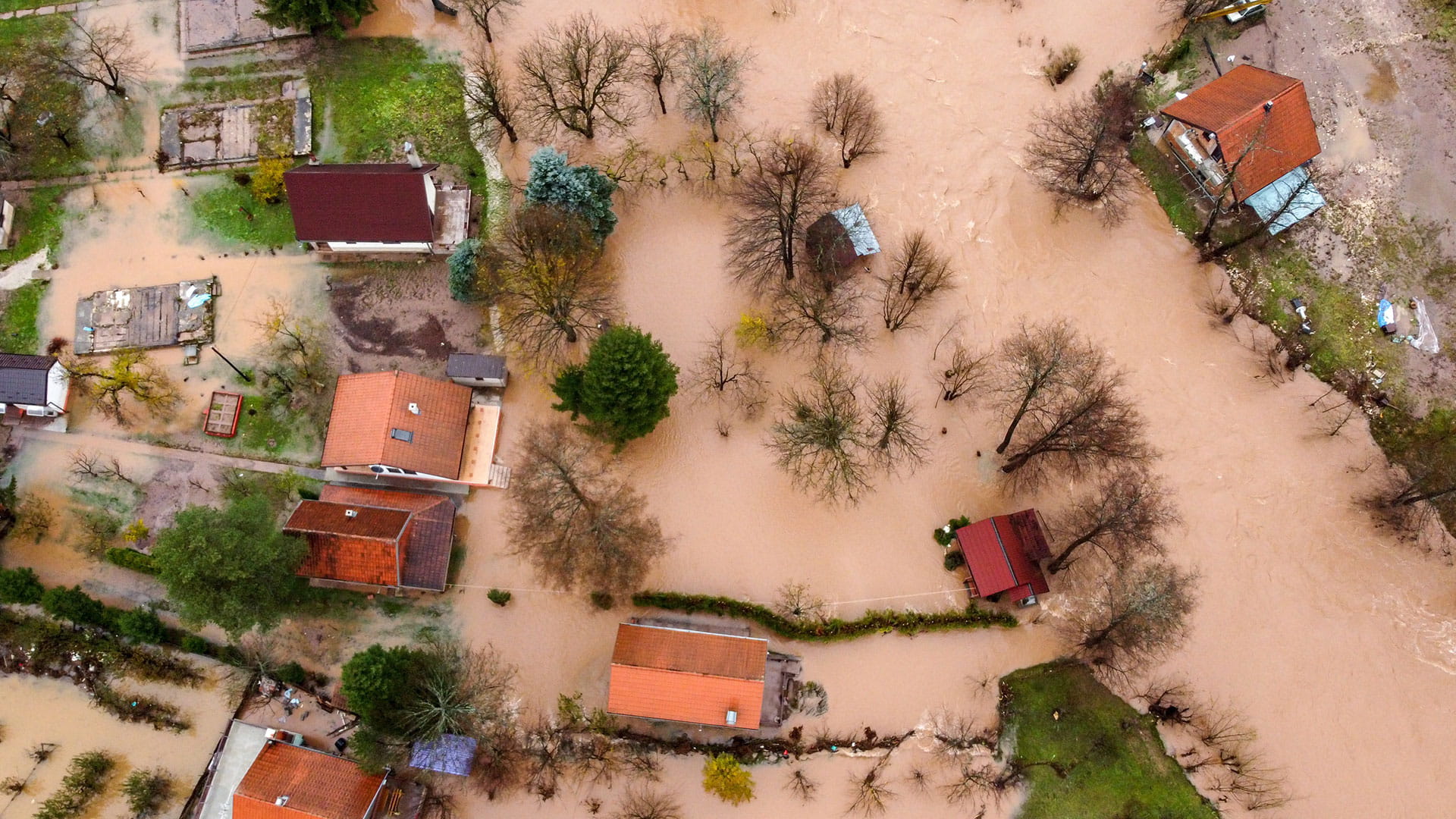Aerial view of a flooding