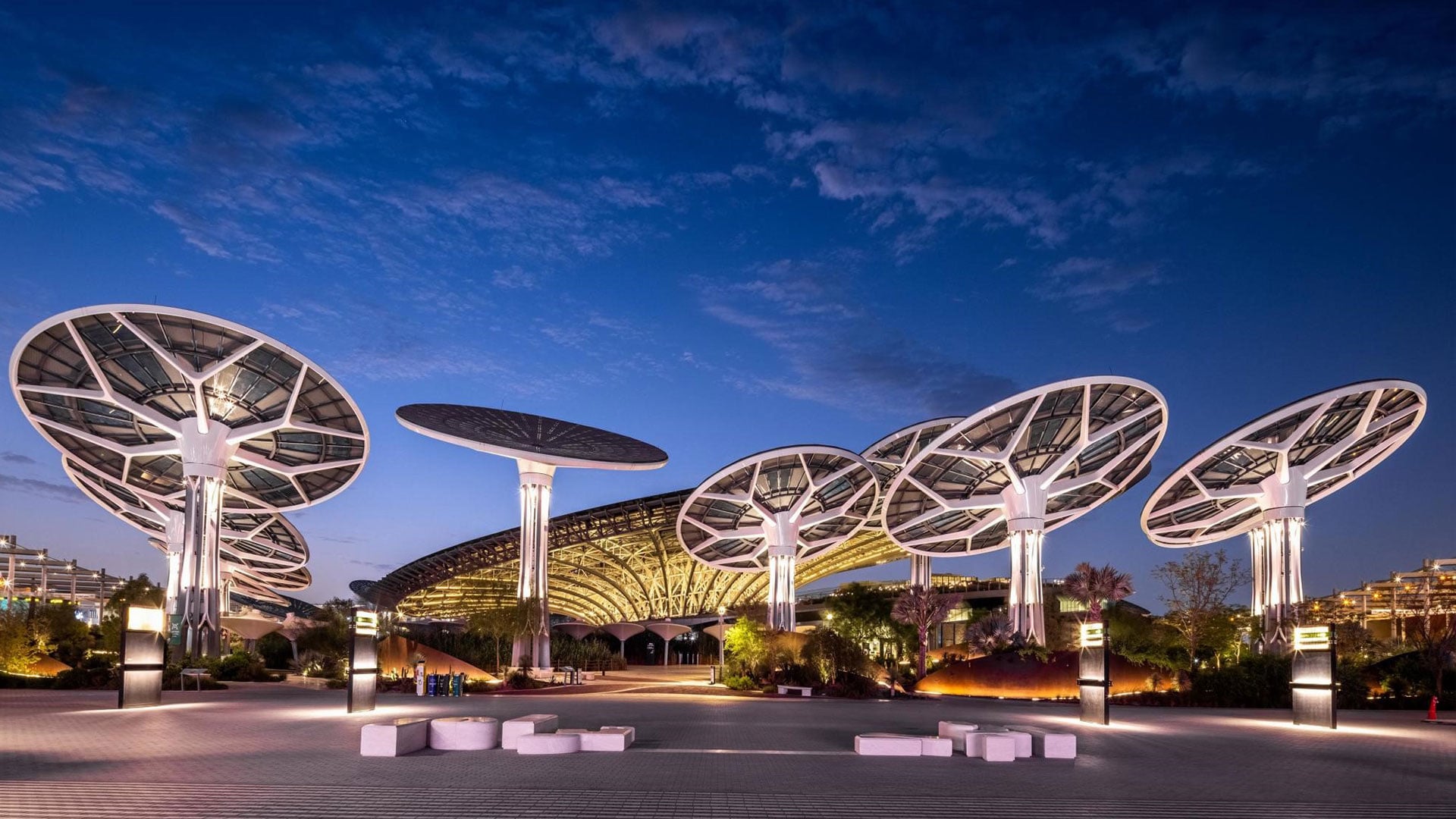 Large solar panels at Terra pavilion COP28