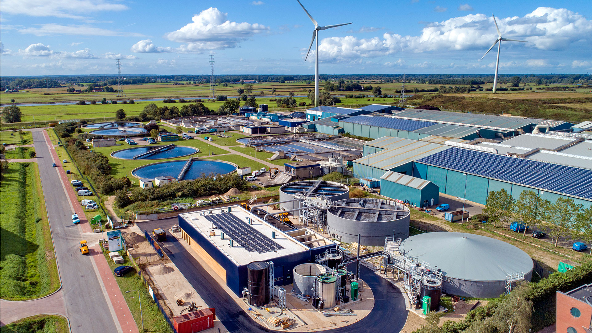 Bird's eye view on water treatment plant