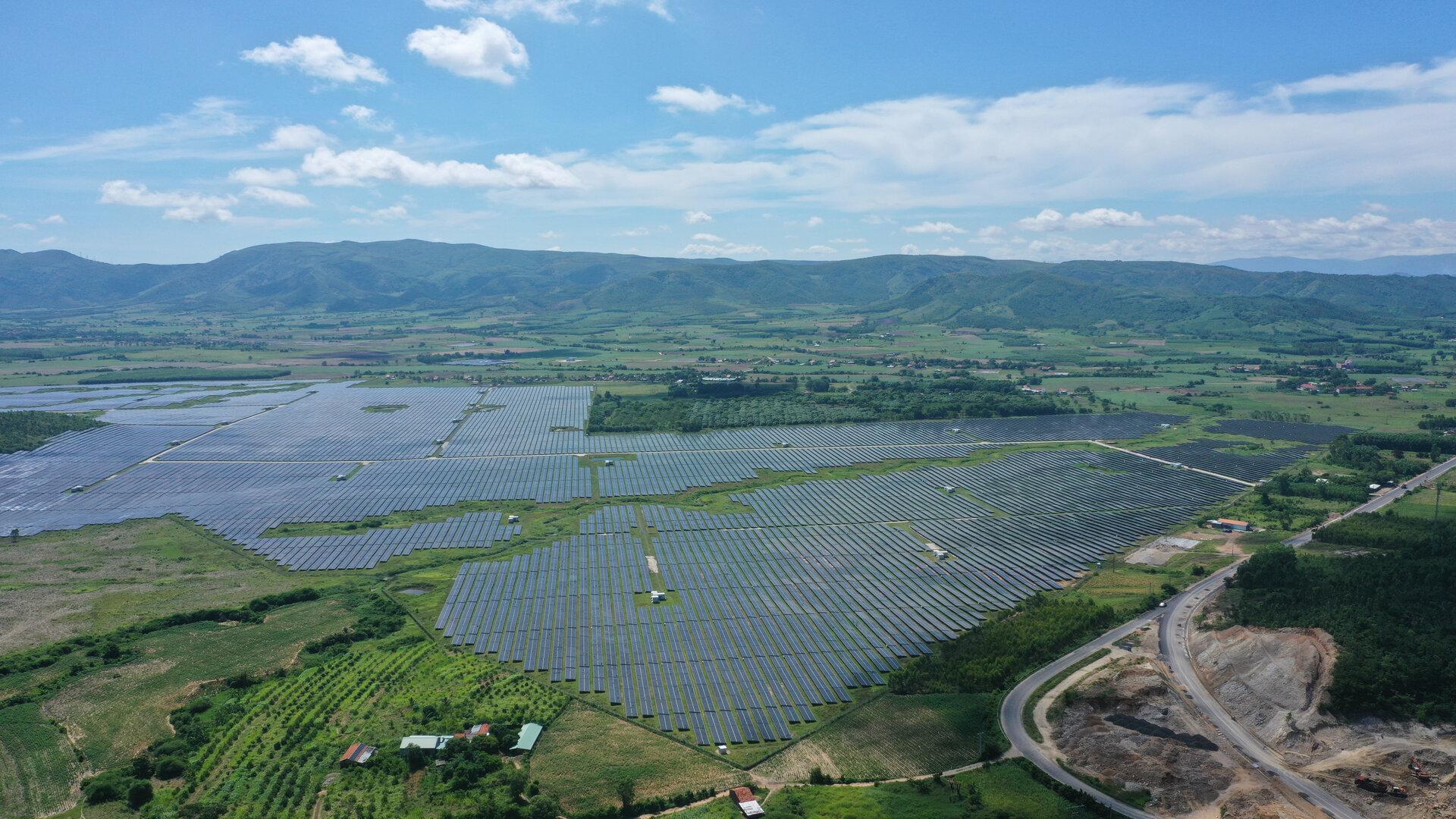solar power station panels in the fields green energy