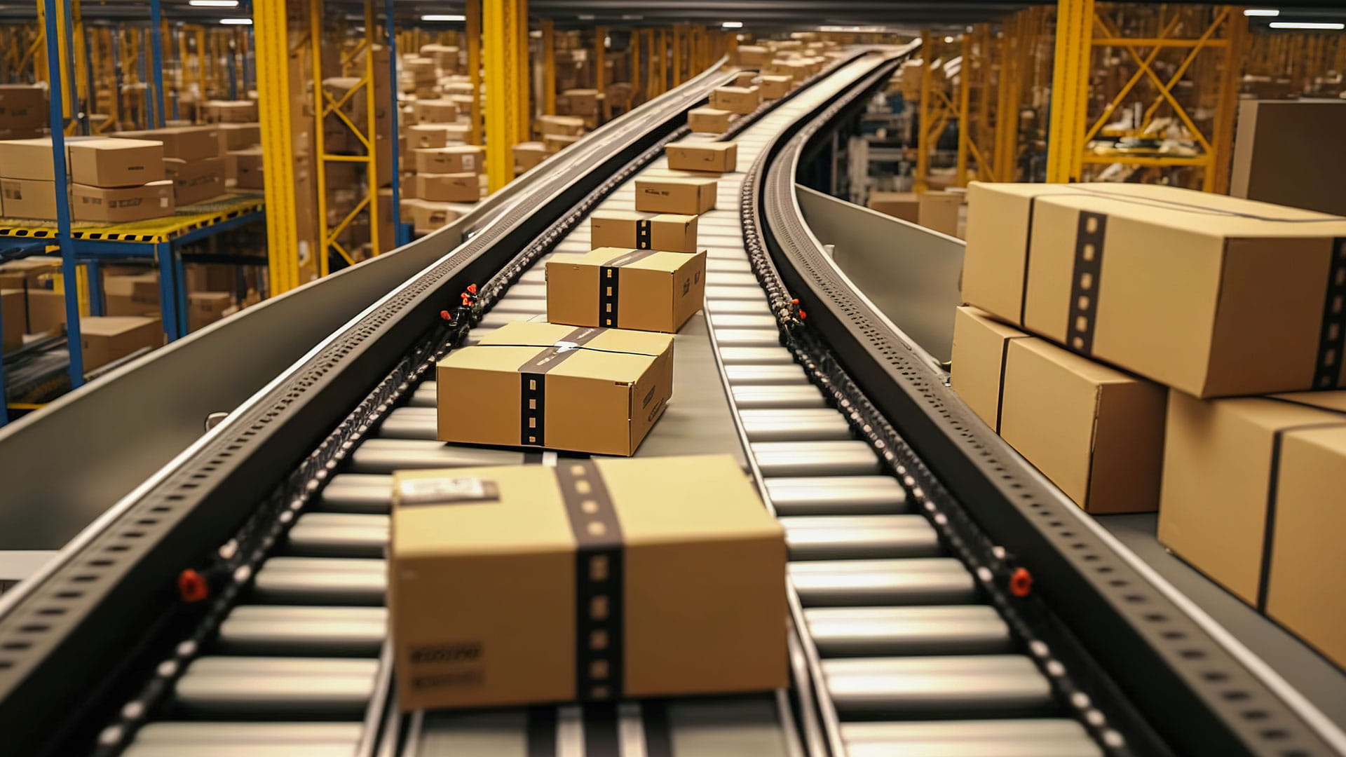 Running ribbon in a factory symbolizing progress and continuity towards sustainability goals, embodying of a roadmap for sustainability 