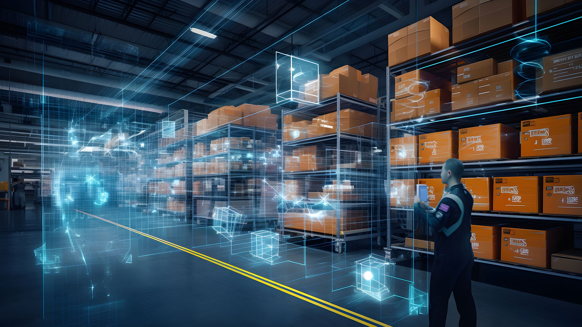 People in a warehouse creating plans they serve as the roadmap for sustainability.