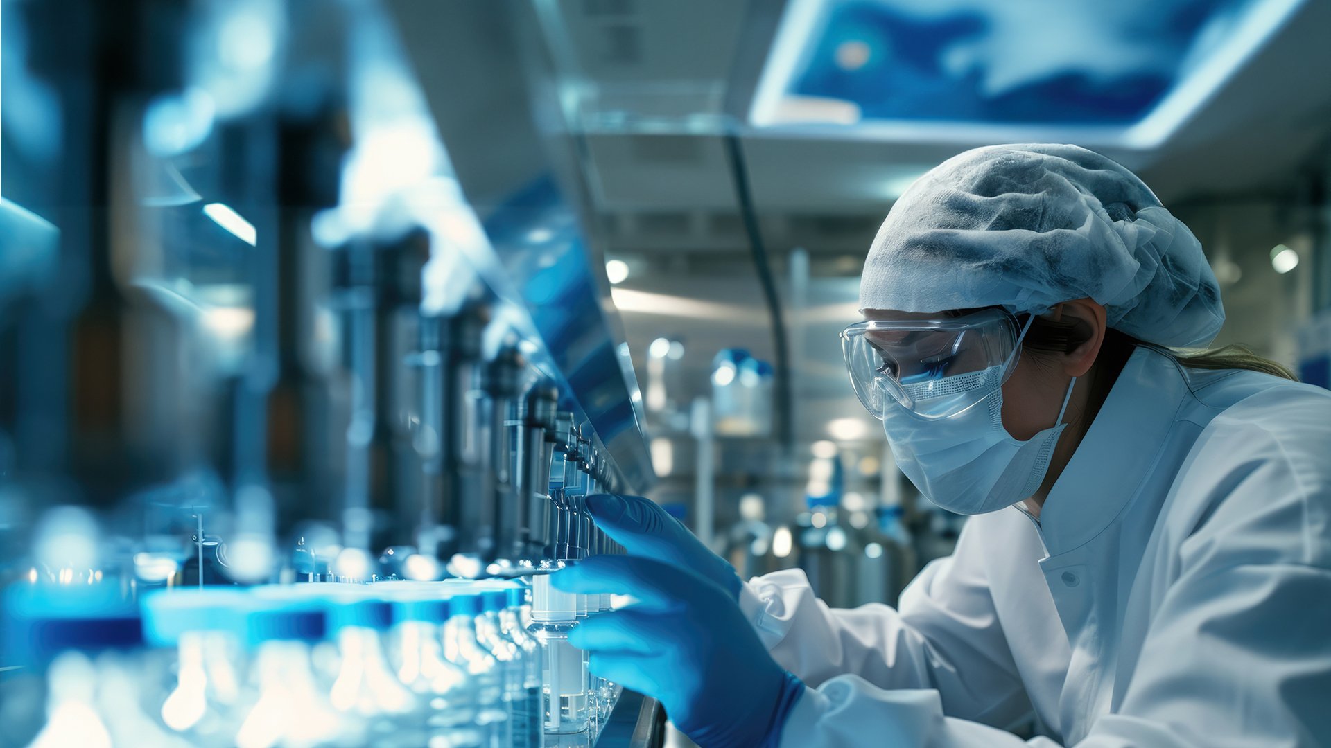 Pharmaceutical industry professional working with membrane technology to lessen the environmental impact of the pharmaceutical prodcution process