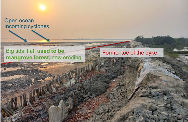 A photo of a costline with some text on it