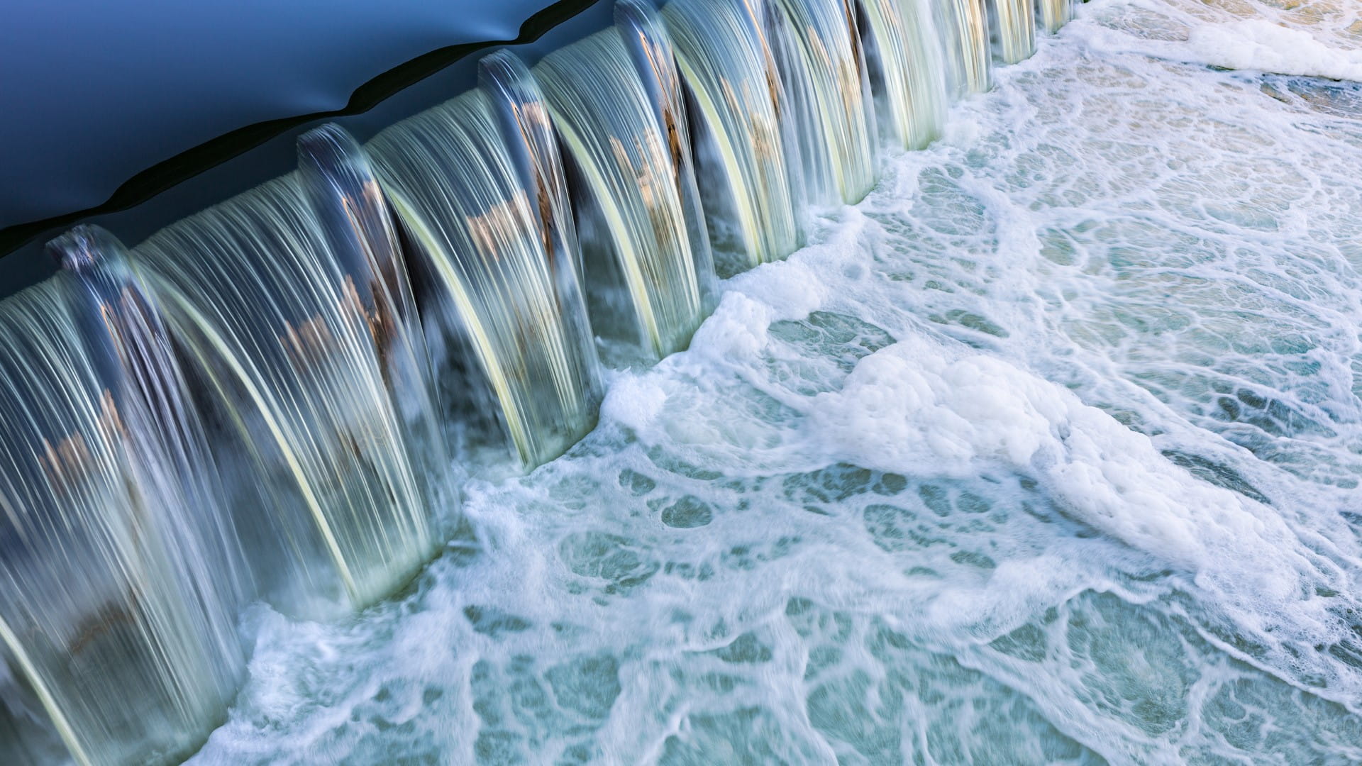 streams of water from an industrial plant