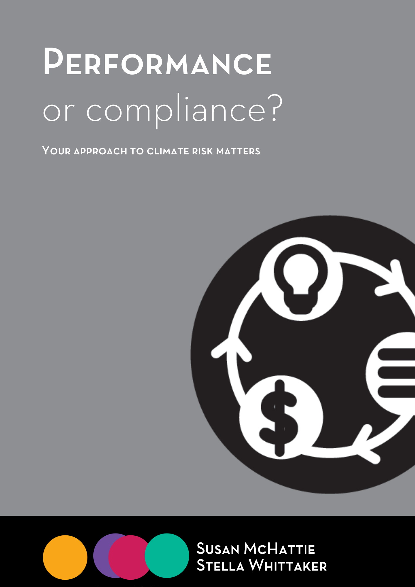 Mock-up image of the Whitepaper: Performance or compliance? Your approach to climate risk matters.
