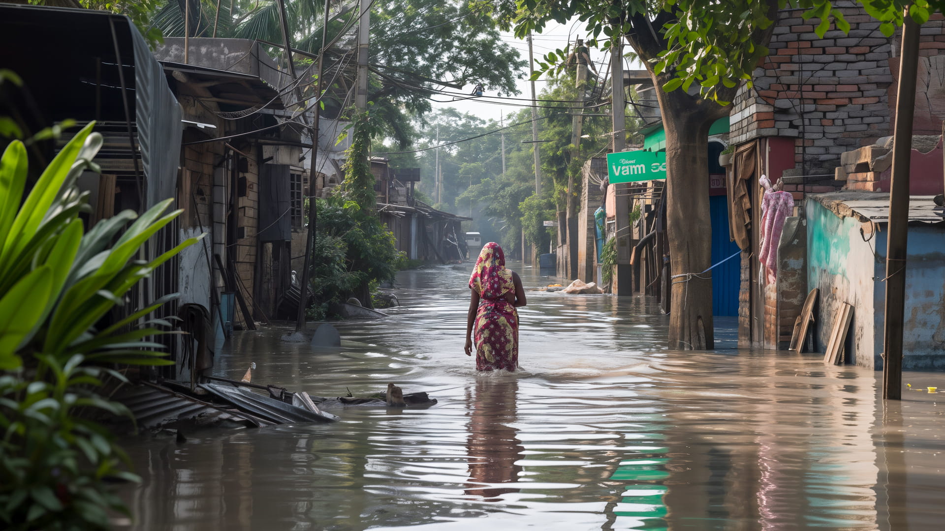 Residents of Bangladesh coping with the aftermath of a cyclone, flooded streets and damaged homes