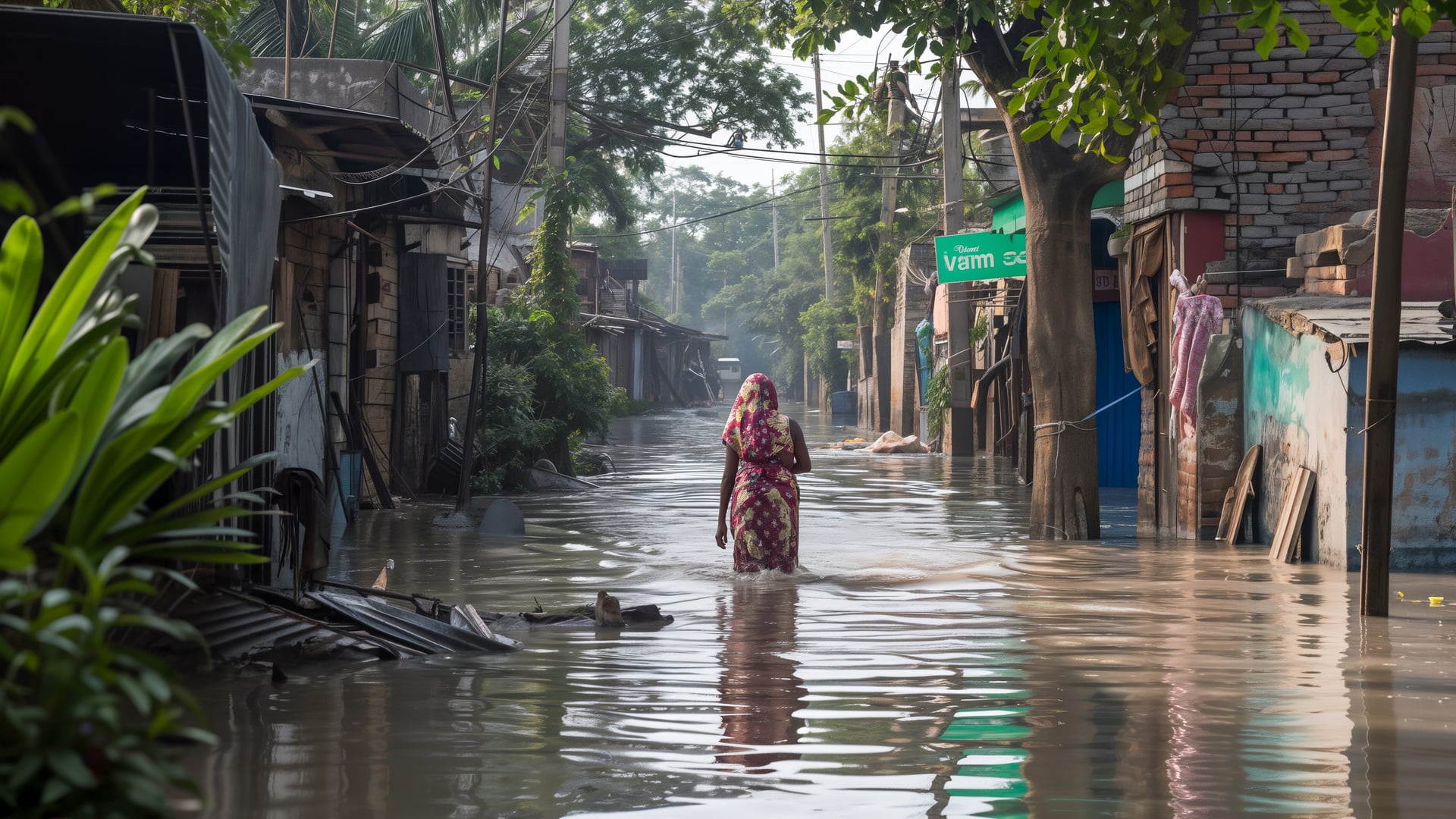 Residents of Bangladesh coping with the aftermath of a cyclone, flooded streets and damaged homes