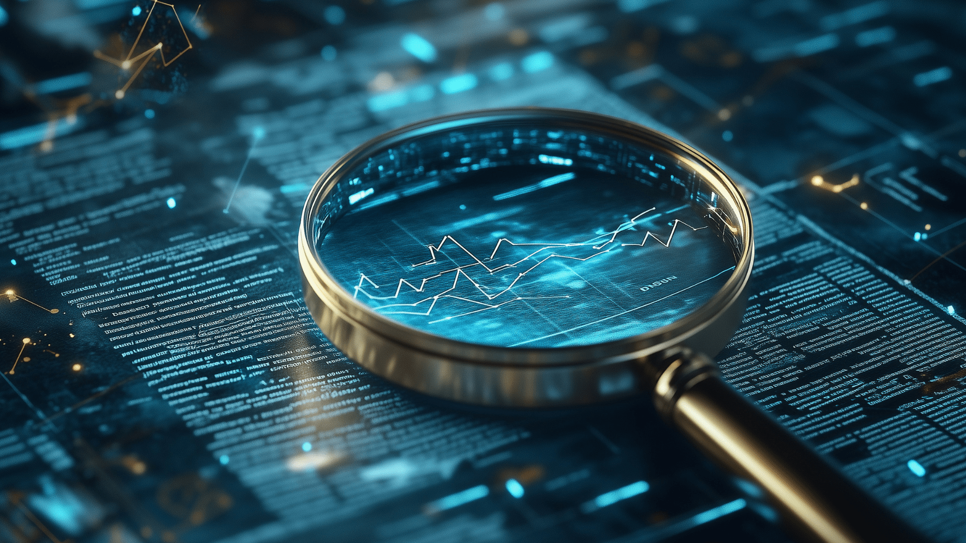 digital graph under magnifying glass