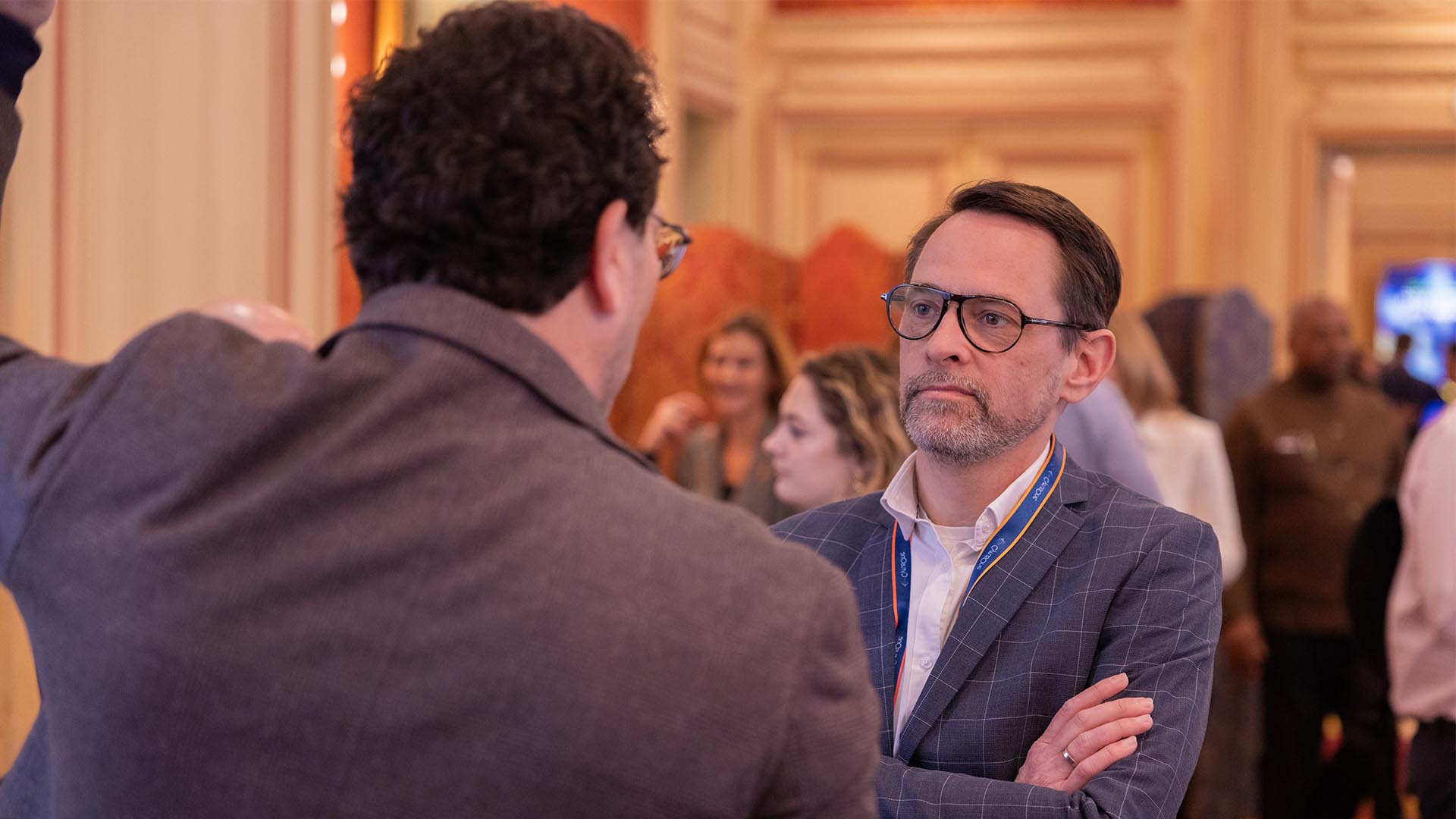 People talking at conference