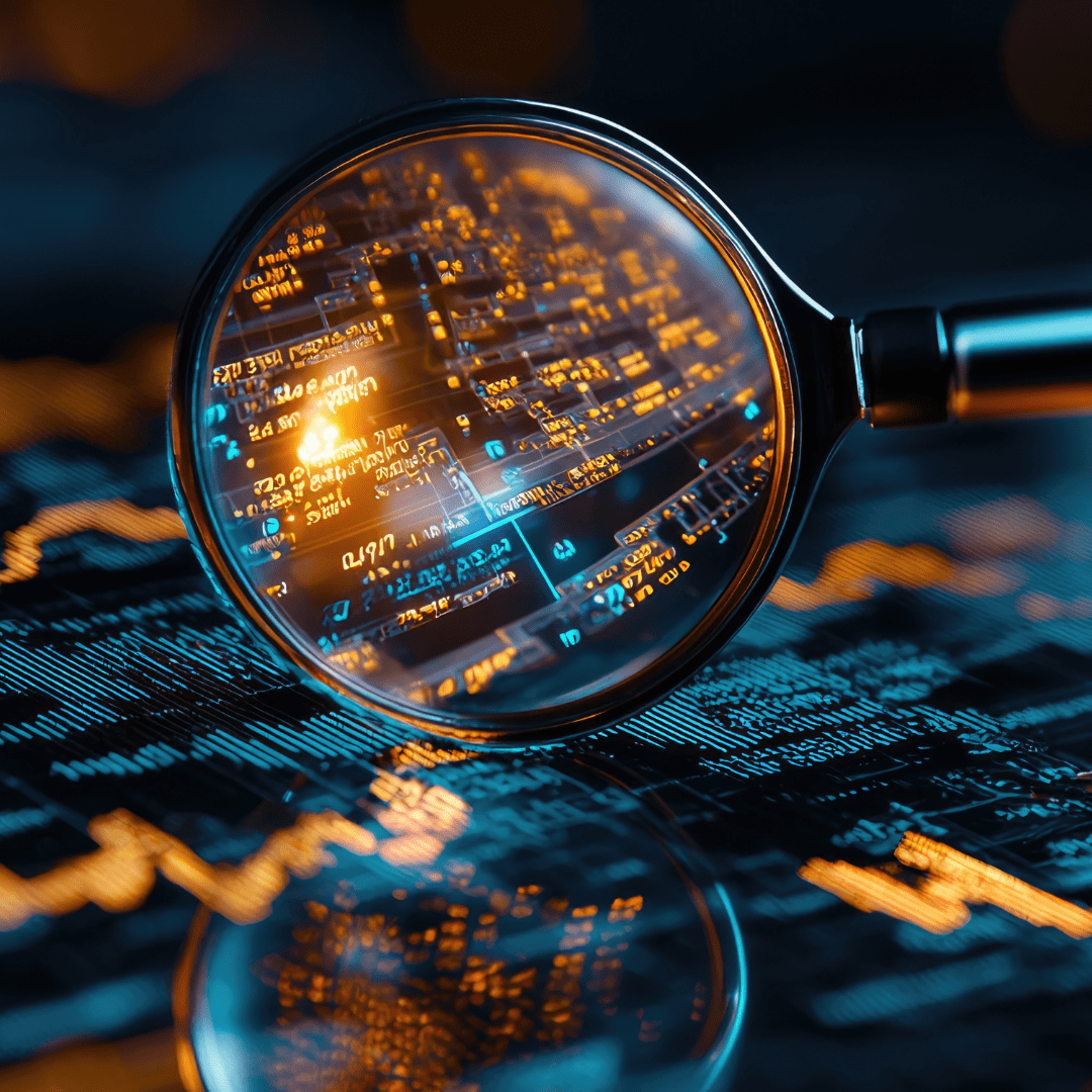 Magnifying glass over graph