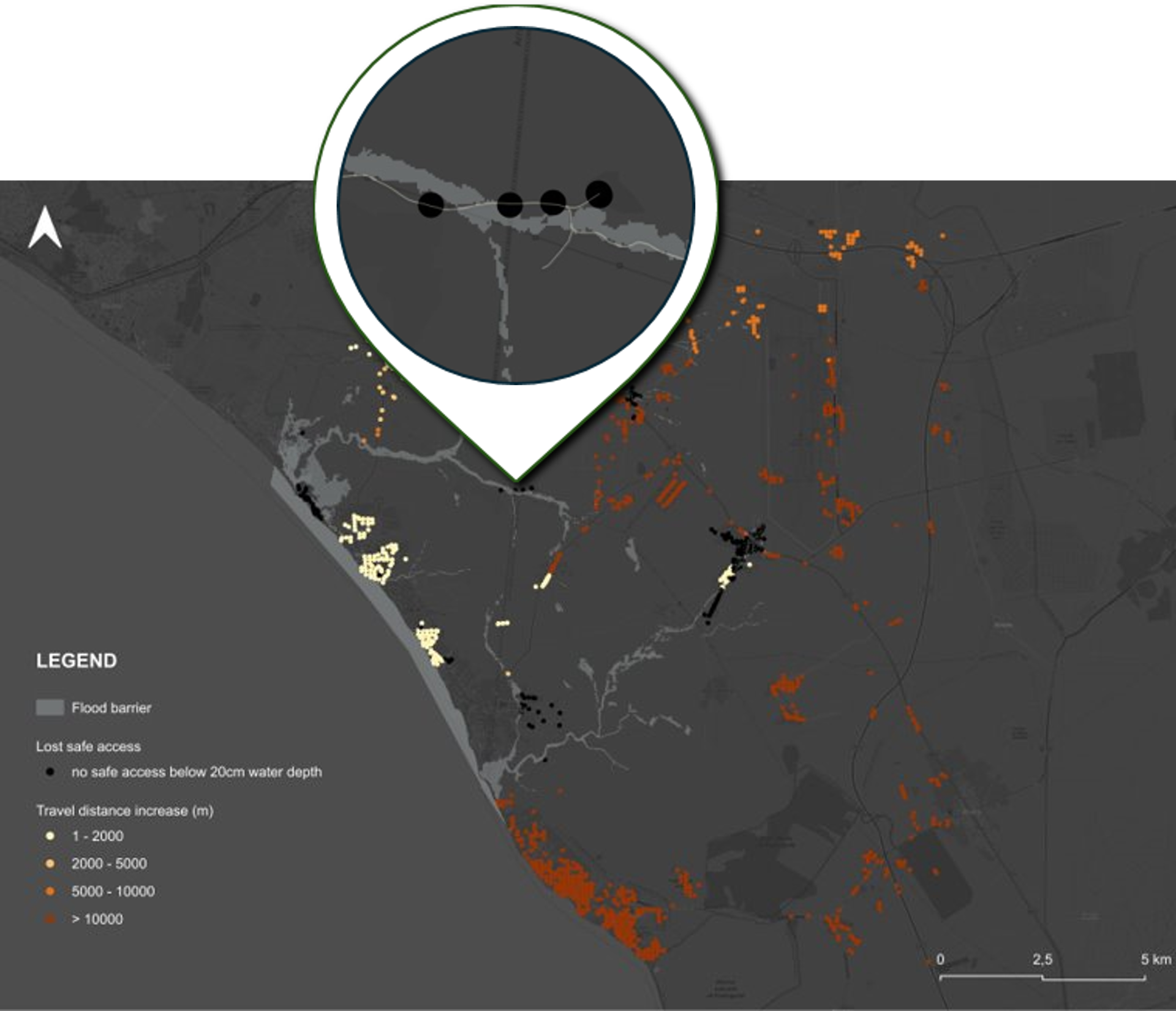 Map showing data from a specific area in the spin tool