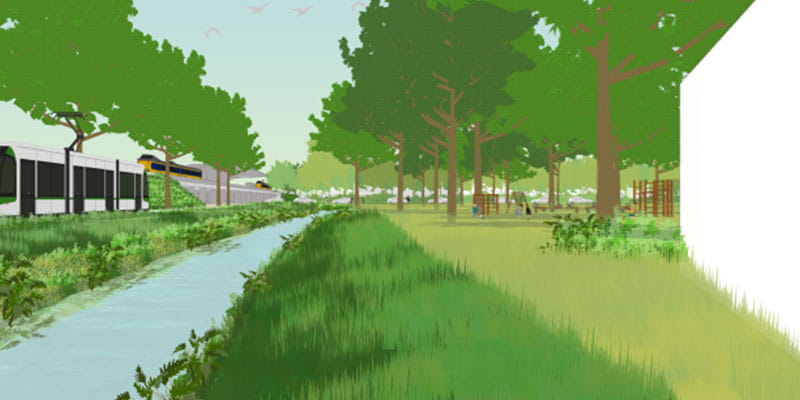 Artist impression green area around buildings