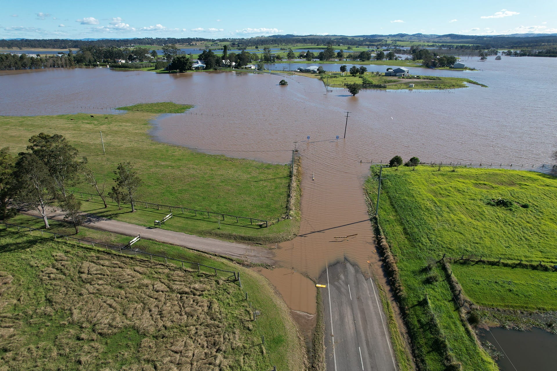 Aerial view of the impact of devastating Hunter Valley Floods, Australia in 2021_and 2022