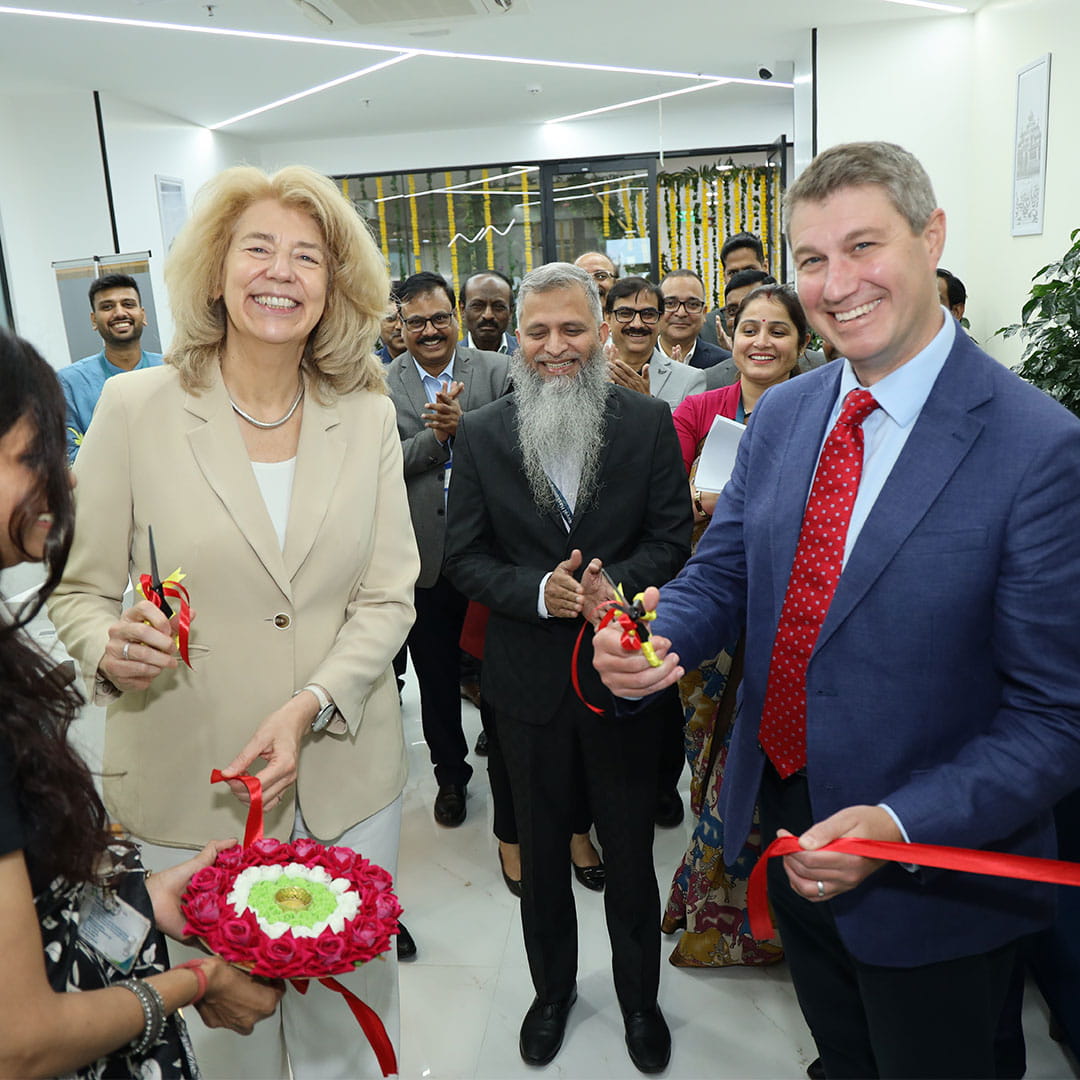 Cutting the ribbon in office Haskoning in Noida