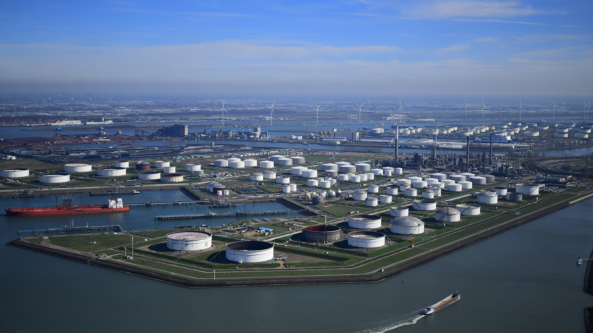 aerial view of the port of rotterdam