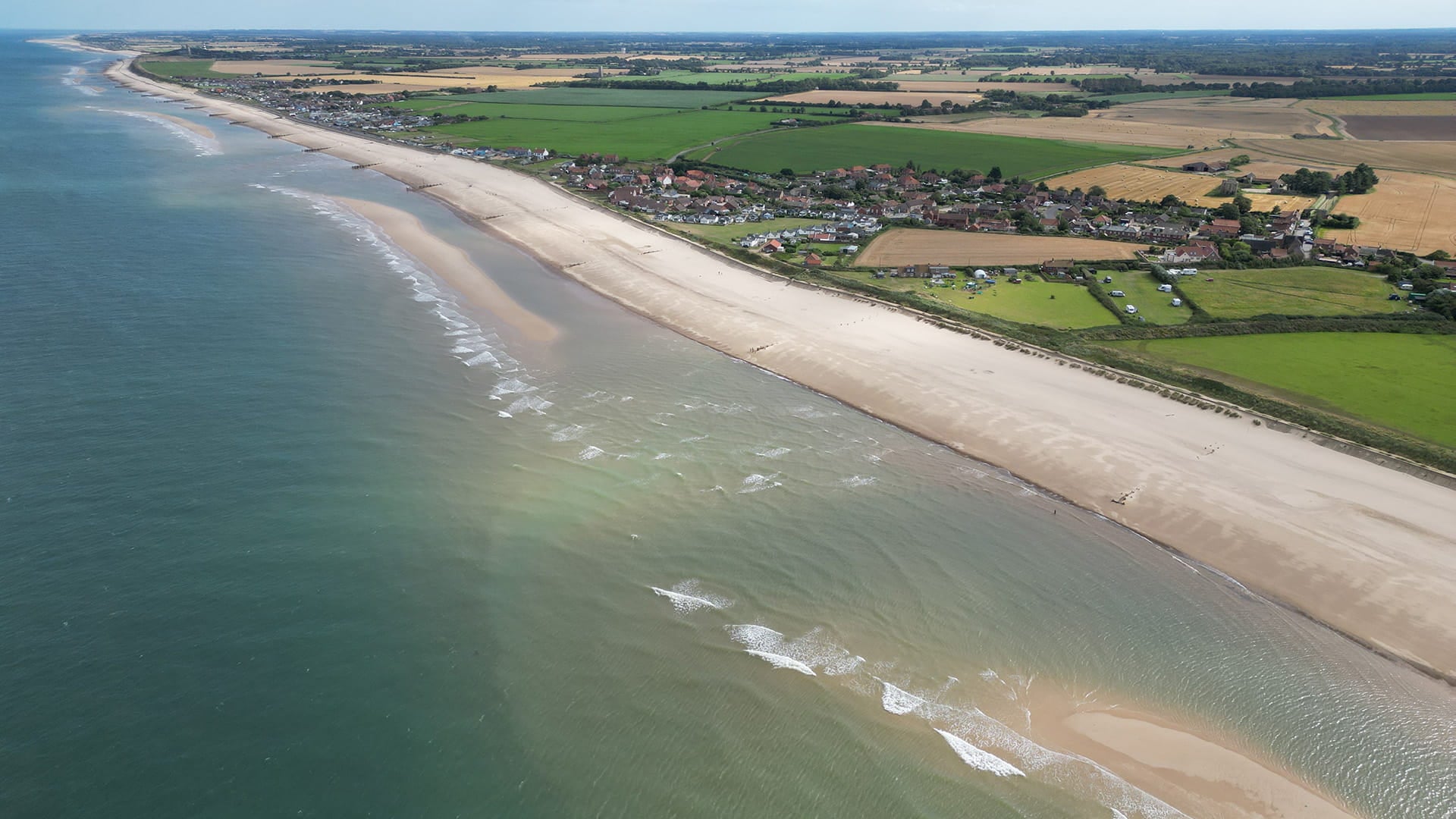 aerial view of Bacton Beach, courtesy of Coastal Partnership East
