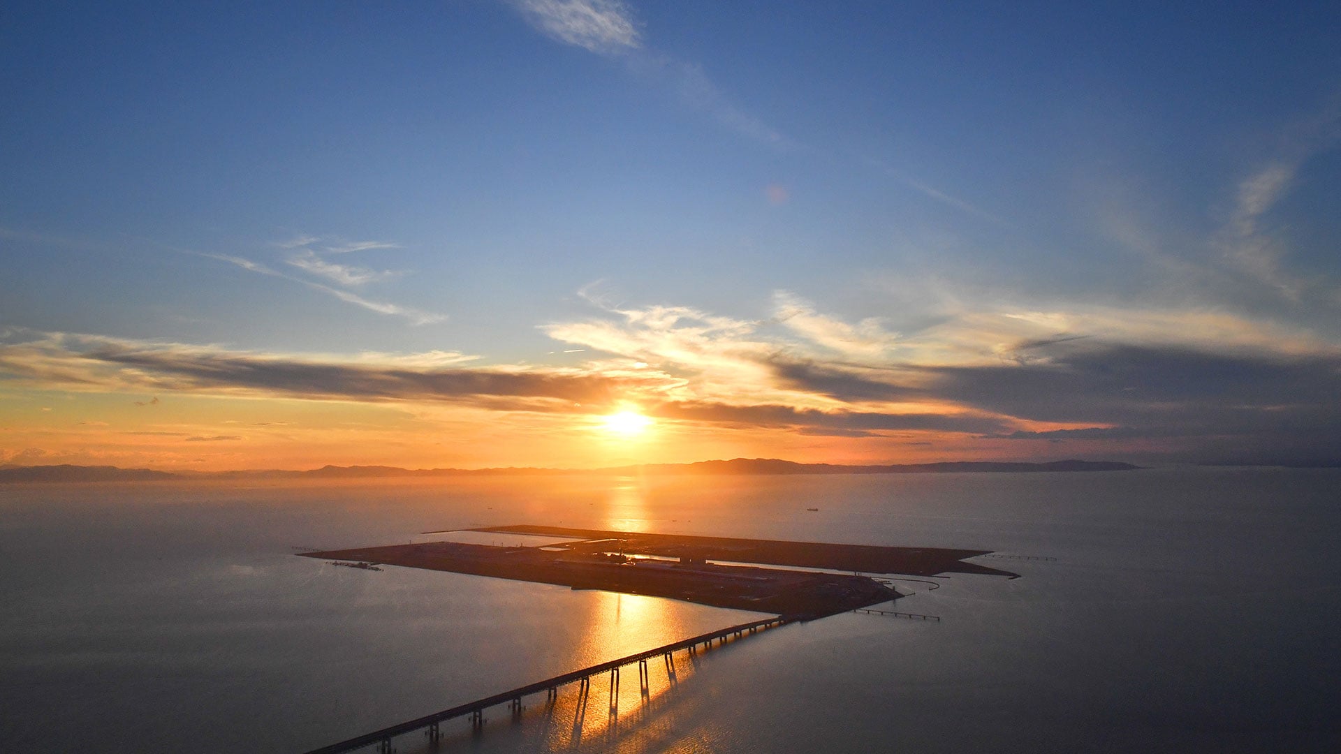Sunset over Kansai Airport, Japan