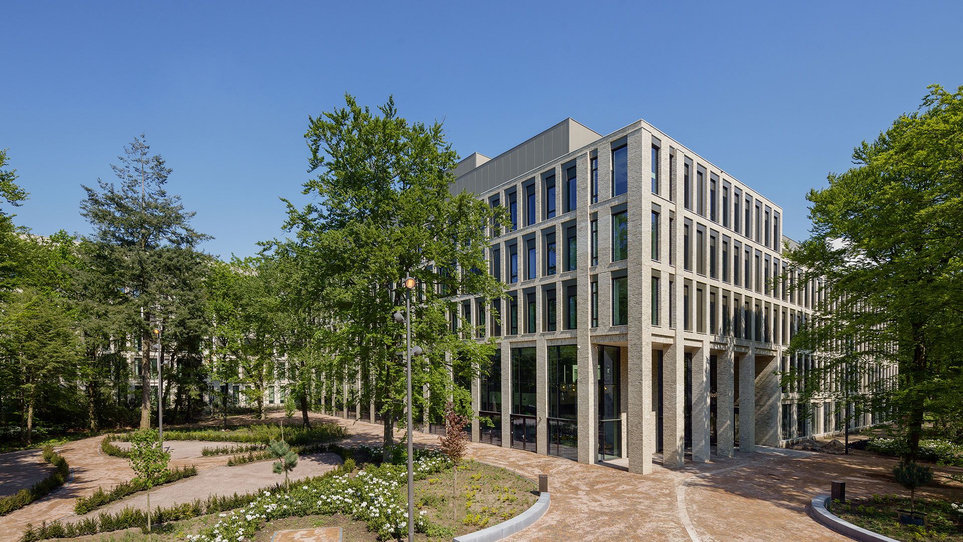 A building with greenery around it