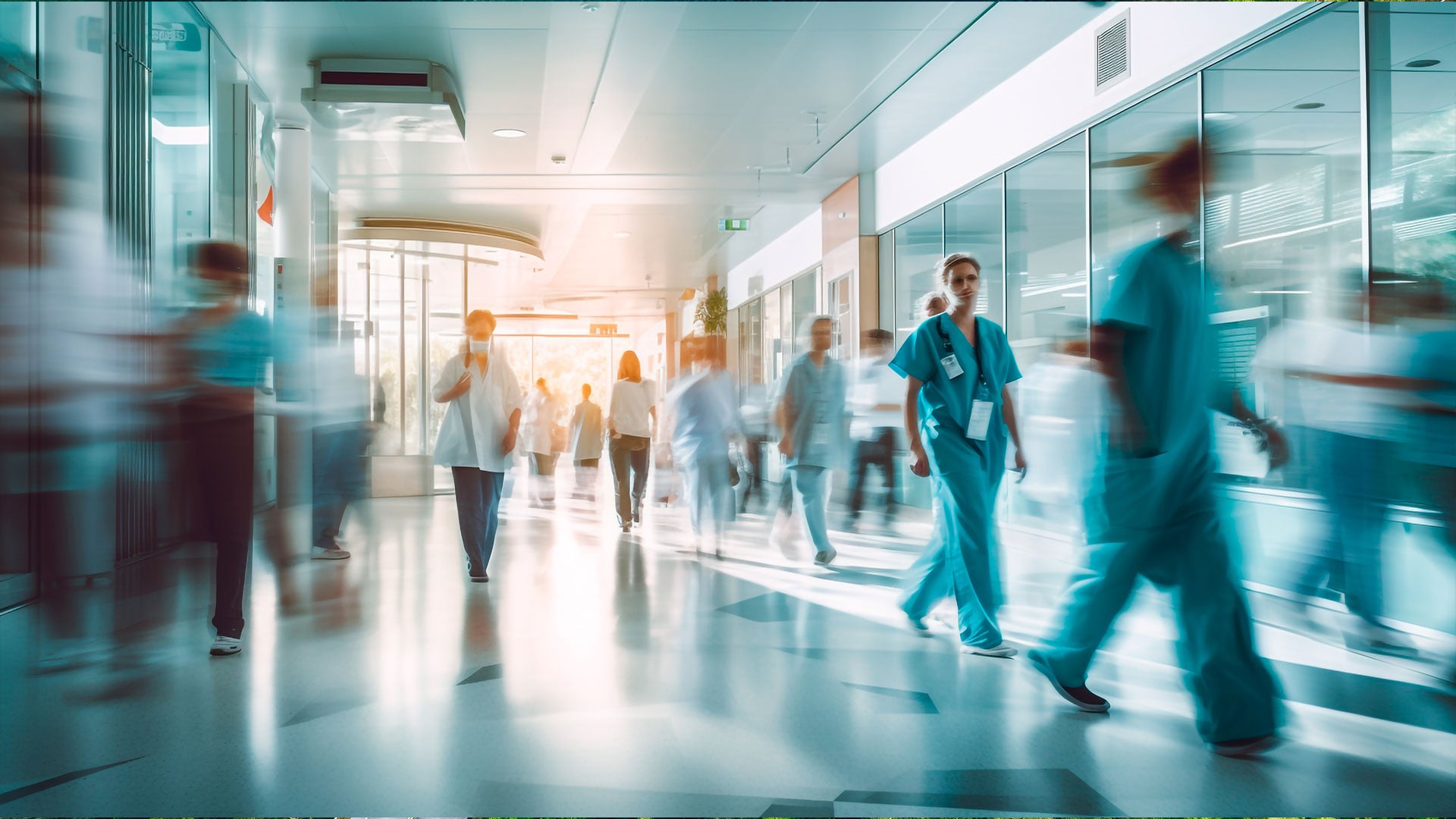 People walking in a hospital