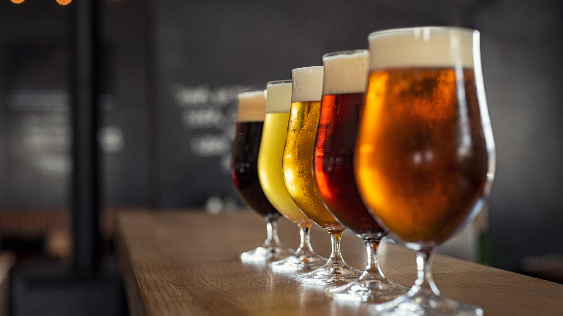 A variety of beer in glasses