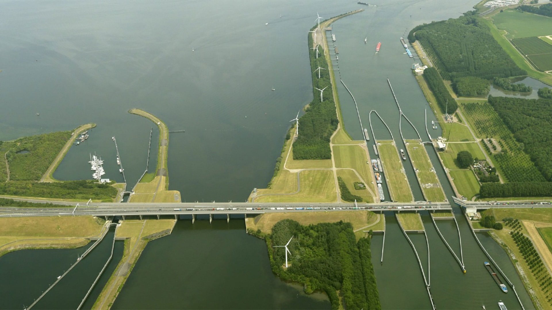 arial view of water pods
