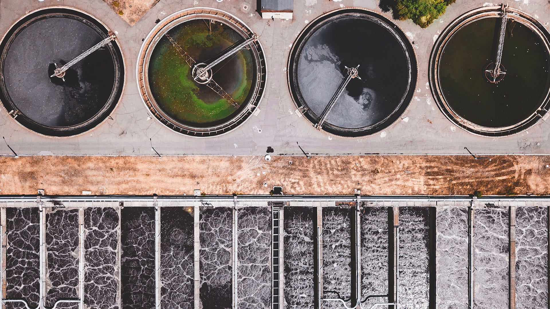Arial view of waste water plant
