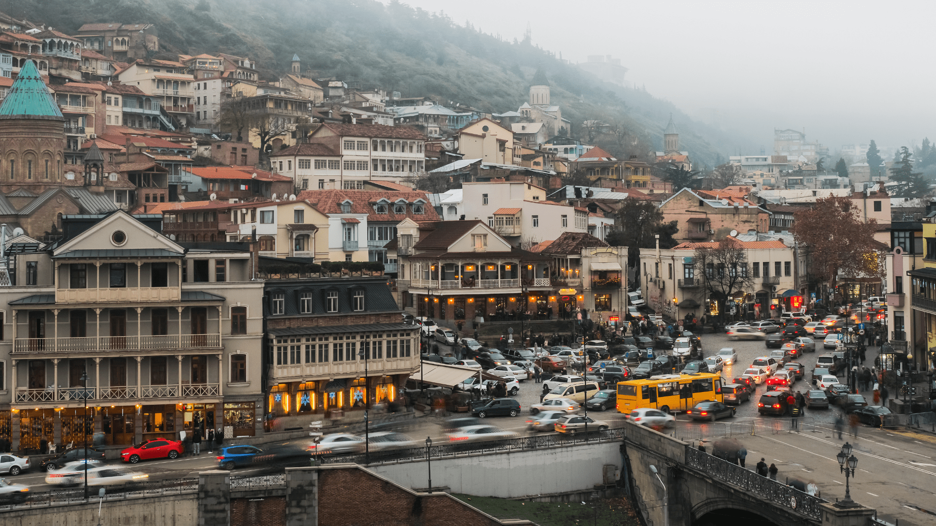 Tbilisi city view with transportation